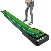 Asgens Golf Putting Trainer(3 Balls Free),Double-Color Grass Golf Mat with Ball Thicken Return Track and Automatic Function. Practise Indoor &Outdoor for Beginner &Amateur